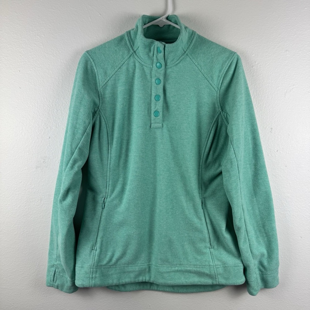 DULUTH TRADING CO Womens Pullover Fleece 1/4 Snap Sweater AQUA - M